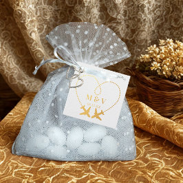 旅する結婚式　２つの飛行機がハートを作る　モダン フェイバータグ