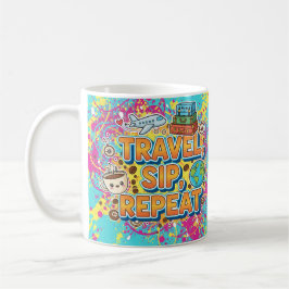 旅する、飲む、繰り返す - 旅行者向けコーヒーマグ コーヒーマグカップ