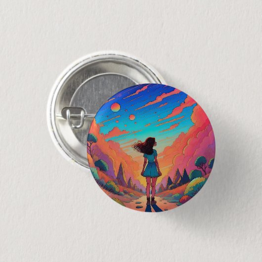 旅に出た女の子ファンタジーの基本暗闇 缶バッジ (正面&裏面)