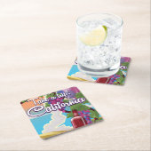 旅に出ろ！カリフォルニアヴィンテージワイン旅行ポスター スクエアペーパーコースター (インサイチュ)