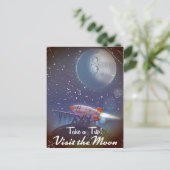 旅に出ろ!月のヴィンテージ漫画のポスターを訪れる ポストカード (スタンド正面)