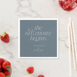 旅のはじまり スレートブルーのモダンなタイポグラフィ スタンダードカクテルナプキン