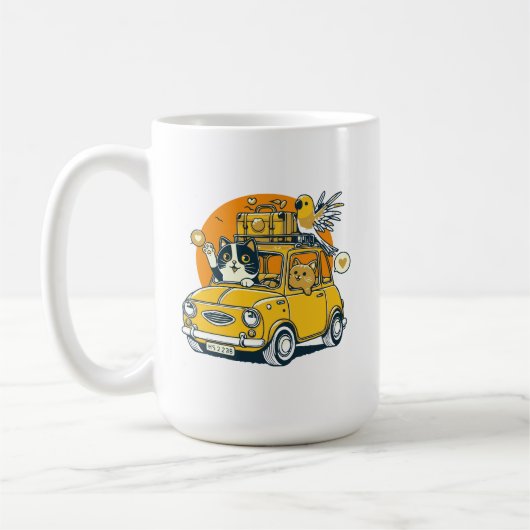 旅のスリルを猫パルで解放 コーヒーマグカップ (左)