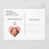 旅のピンクの紙飛行機ハート あなたは私の永遠 シーズンポストカード (裏面)