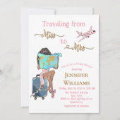 旅のブライダルシャワー恋しく思旅行からミセス 招待状 (正面)