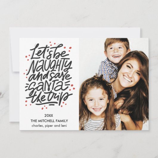 旅の写真をいけなサンタにおもしろいしよう カード (正面)