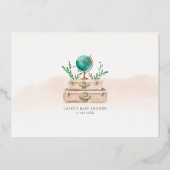 旅の場で彼女が行くベビーガールシャワーバラ金ゴールド 箔招待状 (裏面)