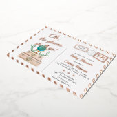 旅の場で彼女が行くベビーガールシャワーバラ金ゴールド 箔招待状 (回転した状態)