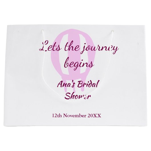 旅の始まりを告げる ブライダルシャワー 名前ピン ラージペーパーバッグ (正面)
