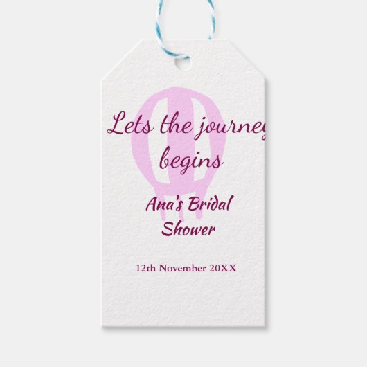 旅の始まりを告げる ブライダルシャワー 名前 ピン ギフトタグ (正面)
