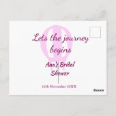 旅の始まりを祝おう！ ブライダルシャワーの名札を追加しよう ポストカード (裏面)