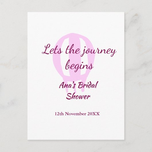 旅の始まりを祝おう！ ブライダルシャワーの名札を追加しよう ポストカード (正面)
