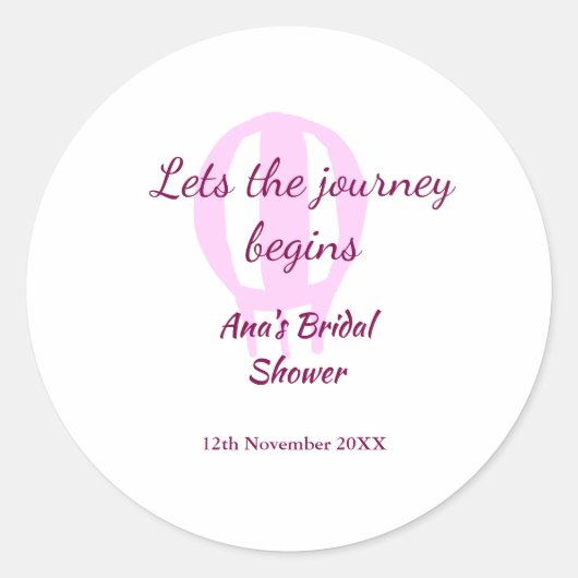 旅の始まりを飾る ブライダルシャワー 名前ピン ラウンドシール (正面)