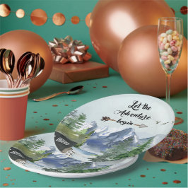 旅の始素朴山の水色 ペーパープレート