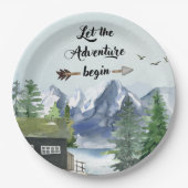 旅の始素朴山の水色 ペーパープレート (正面)