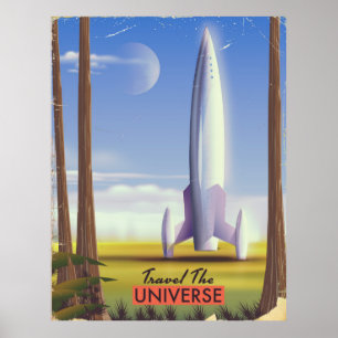 旅の宇宙レトロな宇宙アート。 ポスター