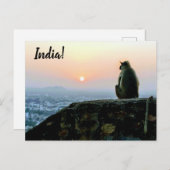 旅の平和な瞑想モンキーインドサンセット ポストカード (正面/裏面)