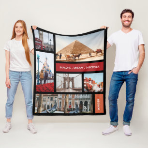 旅の思い出の写真の記念 フリースブランケット