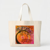 旅の木をお洒落抱え感動的る ラージトートバッグ (正面)