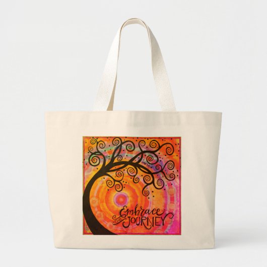 旅の木をお洒落抱え感動的る ラージトートバッグ (正面)