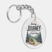 旅は一歩ハイキングから独身の始まる キーホルダー (正面左)