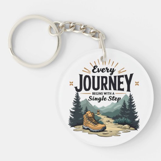旅は一歩ハイキングから独身の始まる キーホルダー (正面)