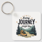 旅は一歩ハイキングから独身の始まる キーホルダー (正面)