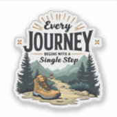 旅は一歩ハイキングから独身の始まる シール (正面)
