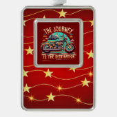 旅は目的地である：ヴィンテージバイク シルバープレートフレームオーナメント (正面)