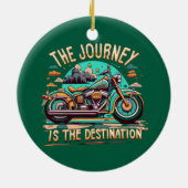 旅は目的地である:ヴィンテージバイク セラミックオーナメント (裏面)