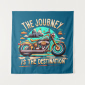 旅は目的地である:ヴィンテージバイク タペストリー (正面(横))