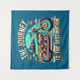 旅は目的地である：ヴィンテージバイク タペストリー