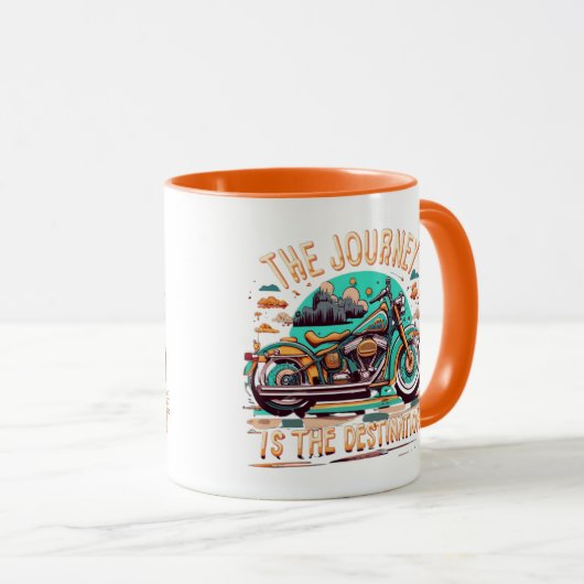 旅は目的地である:ヴィンテージバイク マグカップ (正面右)