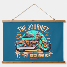 旅は目的地である：ヴィンテージバイク 吊り下げ型タペストリー