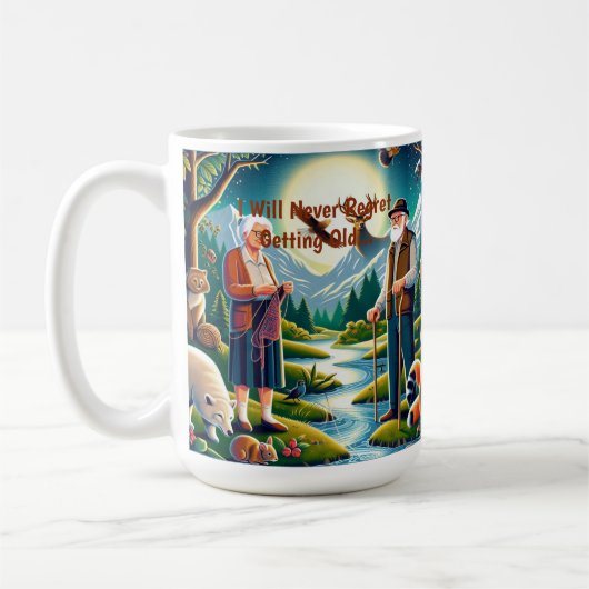 旅を受け入れる：老いへの永遠の献上品 コーヒーマグカップ (左)