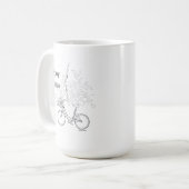  旅を楽しむ: シンプルな自転車と花の芸術  コーヒーマグカップ (正面左)