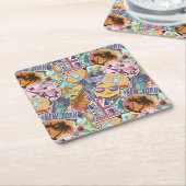 旅カラフル行シール スクエアペーパーコースター (アングル)