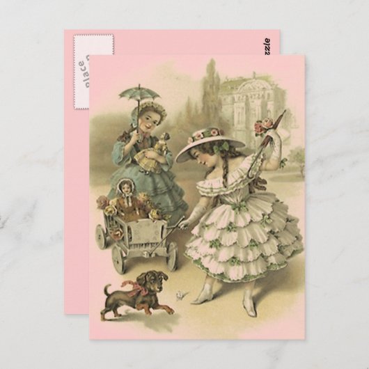 旅ビクトリアン行はがき上のヴィンテージ ポストカード (正面/裏面)