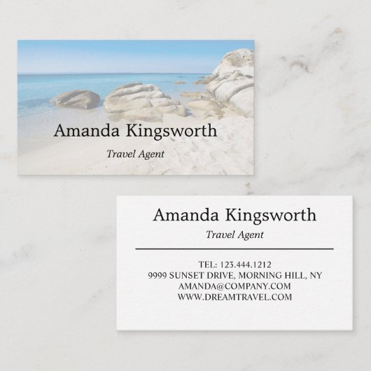 旅モダン行代理店プロフェッショナルビーチ休暇 名刺 (正面/裏面)