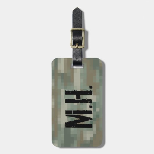 旅モノグラムの行手荷物 |ピクセル迷彩 ラゲッジタグ (正面縦)