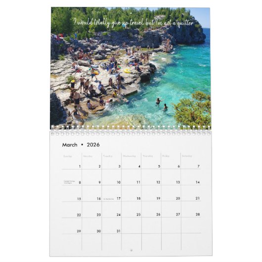 旅ユーモアのある行引用文 カレンダー (3月 2026)