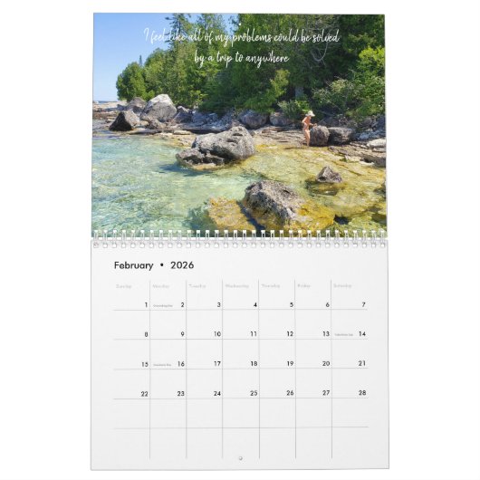 旅ユーモアのある行引用文 カレンダー (2月 2026)