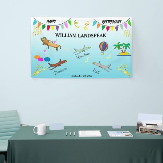 旅リラックス行、おもしろいを楽しく引退 横断幕 (トレードショー)