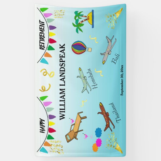 旅リラックス行、おもしろいを楽しく引退 横断幕 (縦)