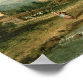 旅人のいるイタリアの川の風景 ポスター (角)