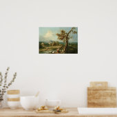 旅人のいるイタリアの川の風景 ポスター (キッチン)