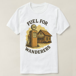 旅人のための燃料 レトロガソリンスタンドアート Tシャツ