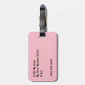 旅人モノグラムののためのピンクダマスク ラゲッジタグ (裏面縦)