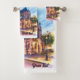 旅人モノグラムの向けの水彩画 バスタオルセット