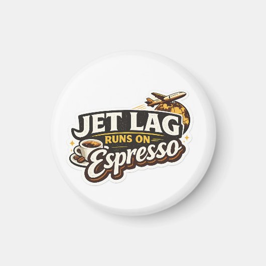  旅好きなコーヒー好きのための面白い帽子 マグネット (正面)